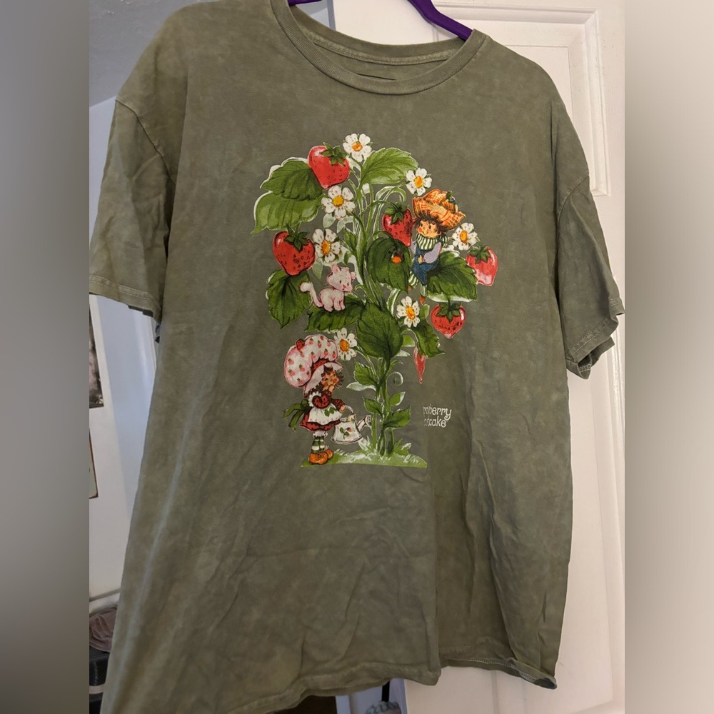 Green strawberry shortcake T-shirt